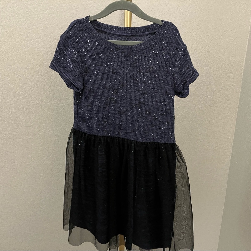 Girls Navy sparkle dress